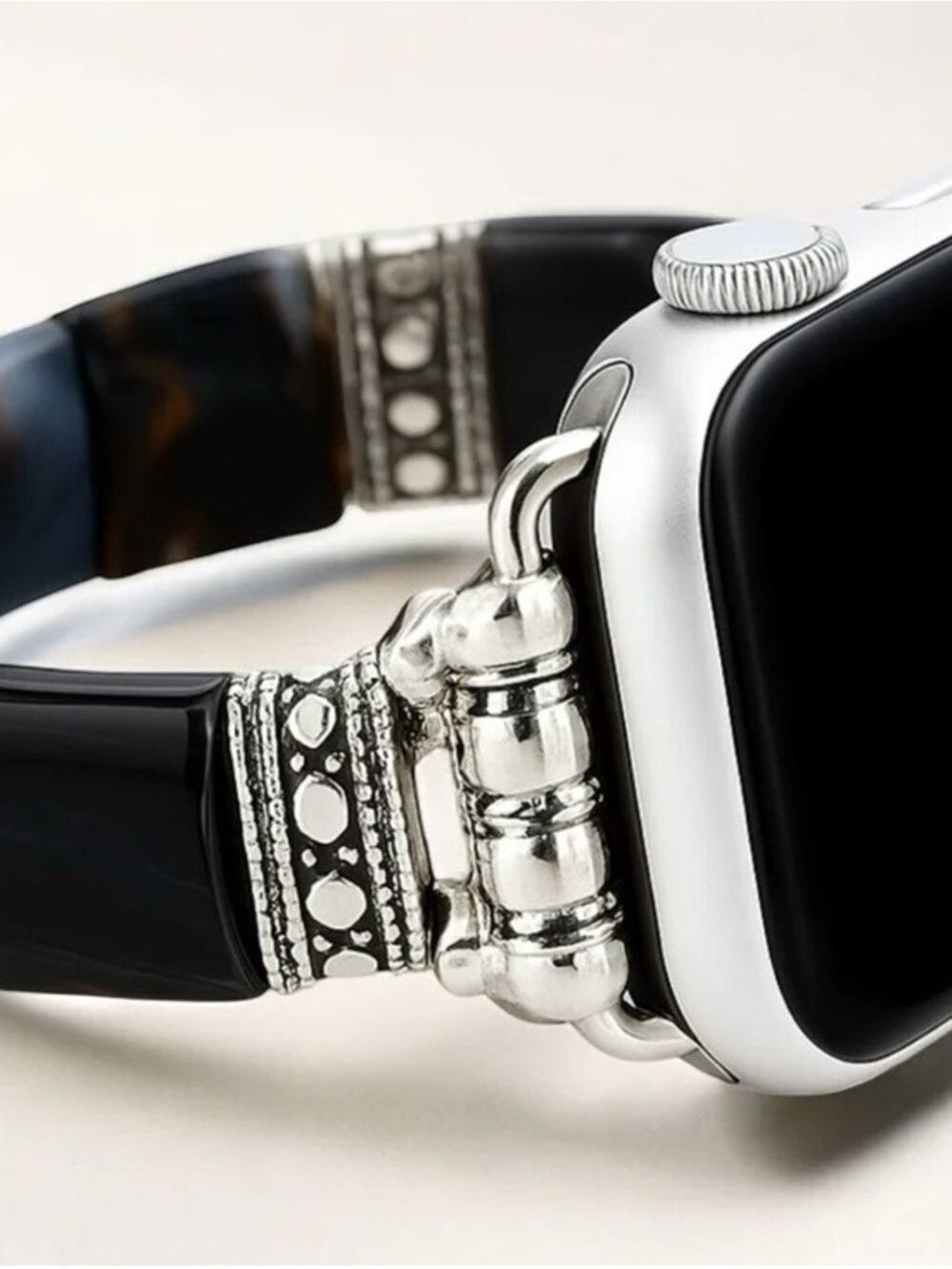 Cape Diablo Black White Agate Link Apple Watch Band Small - Picture 3 of 3